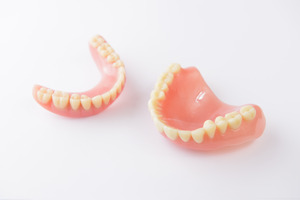 Pair of dentures on a table